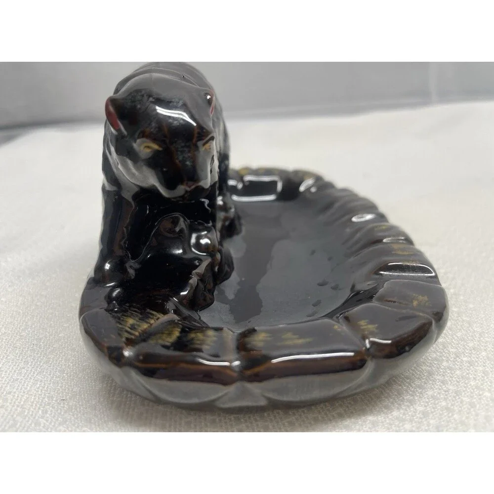Vintage Bear Trinket Holder Keys Ashtray Cabin Lodge Animals Mountains Decor